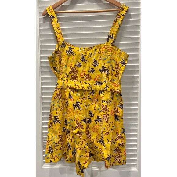 A.L.C. Gilmour Yellow Floral Linen Romper Floral Size 12 NWT Coconut Girl Beach - Picture 10 of 15